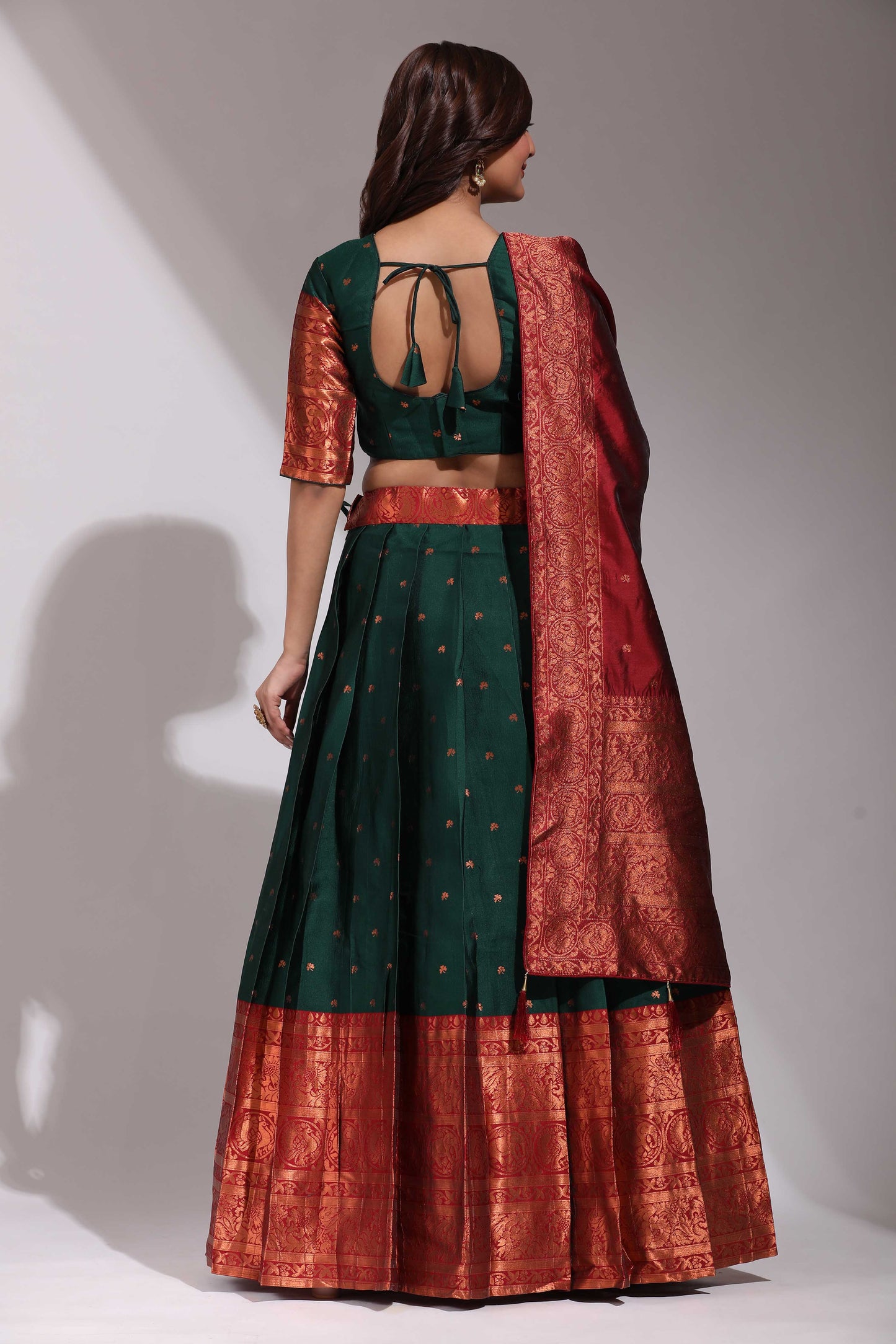 Clover Woven with Zari Work Semi-Stitched Half Saree with Dupatta