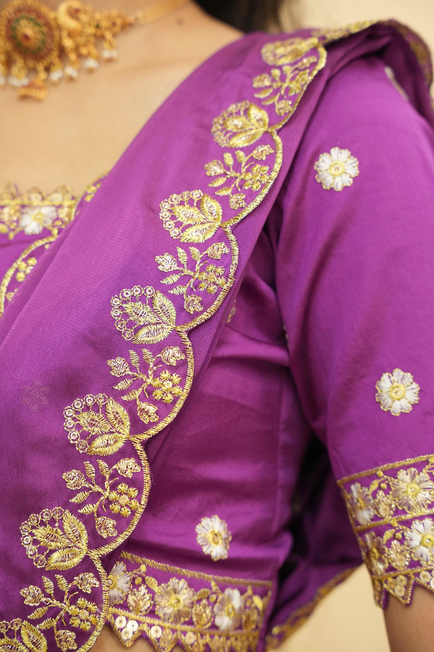Premium Zari Half Saree with Embroidery Blouse & Rangoli Embroidery Dupatta