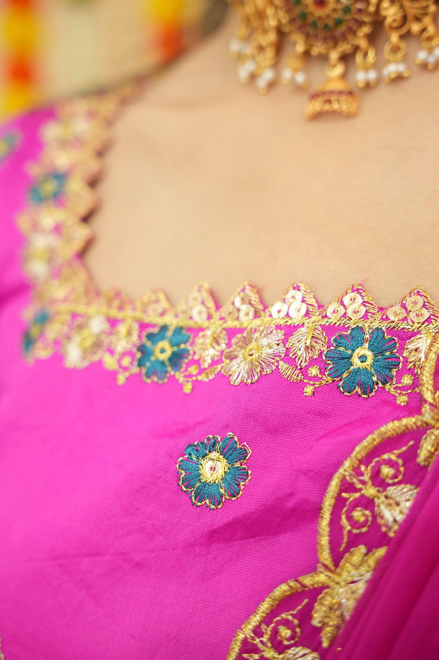 Premium Zari Half Saree with Embroidery Blouse & Rangoli Embroidery Dupatta