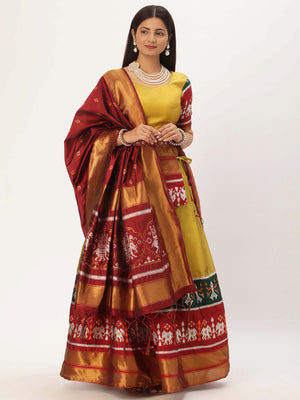 Patola Design Semi-Stitched Half Saree with Dupatta