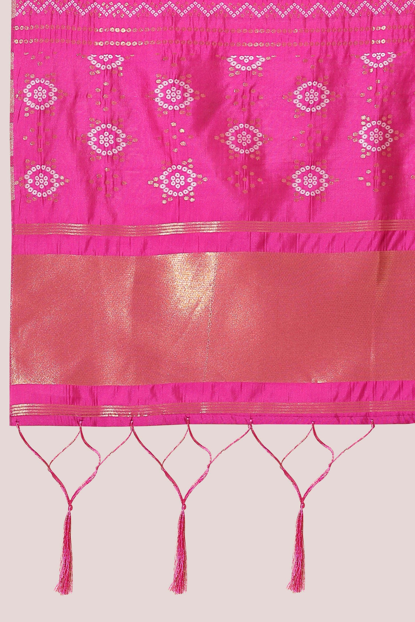 Bandhani Zari Work Semi-Stitched Half Saree with Unstitched Blouse with Dupatta